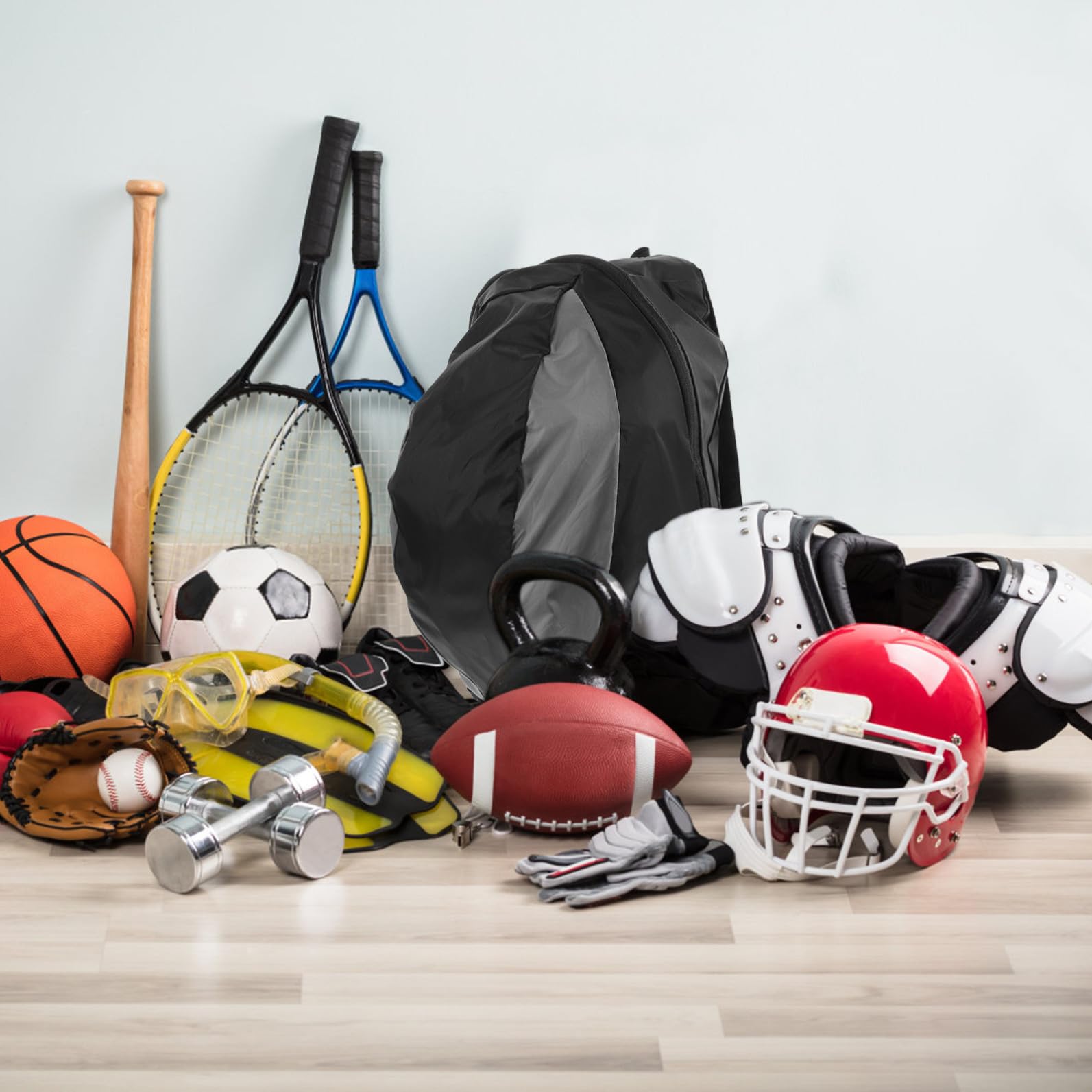 Mochila Deportiva para Casco y Balones De Baloncesto Multifuncional, Tamaño Medio, Color Sólido, Nylon Resistente, Bolsillos Laterales, Mochila Unisex para Deportes Al Aire Libre y Gimnasio