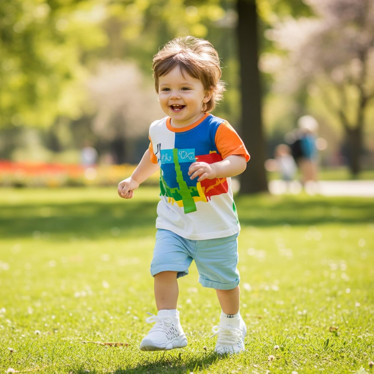 Toddler Baby Girls Boys Tennis White Walking Barefoot Slip on Shoes 18-24 Months Size 5 Wide Toe Box Summer Soft Sole Flexible Dinosaur Cheer Shoes Breathable Outdoor Soccer Rubber Sneakers - Image 3