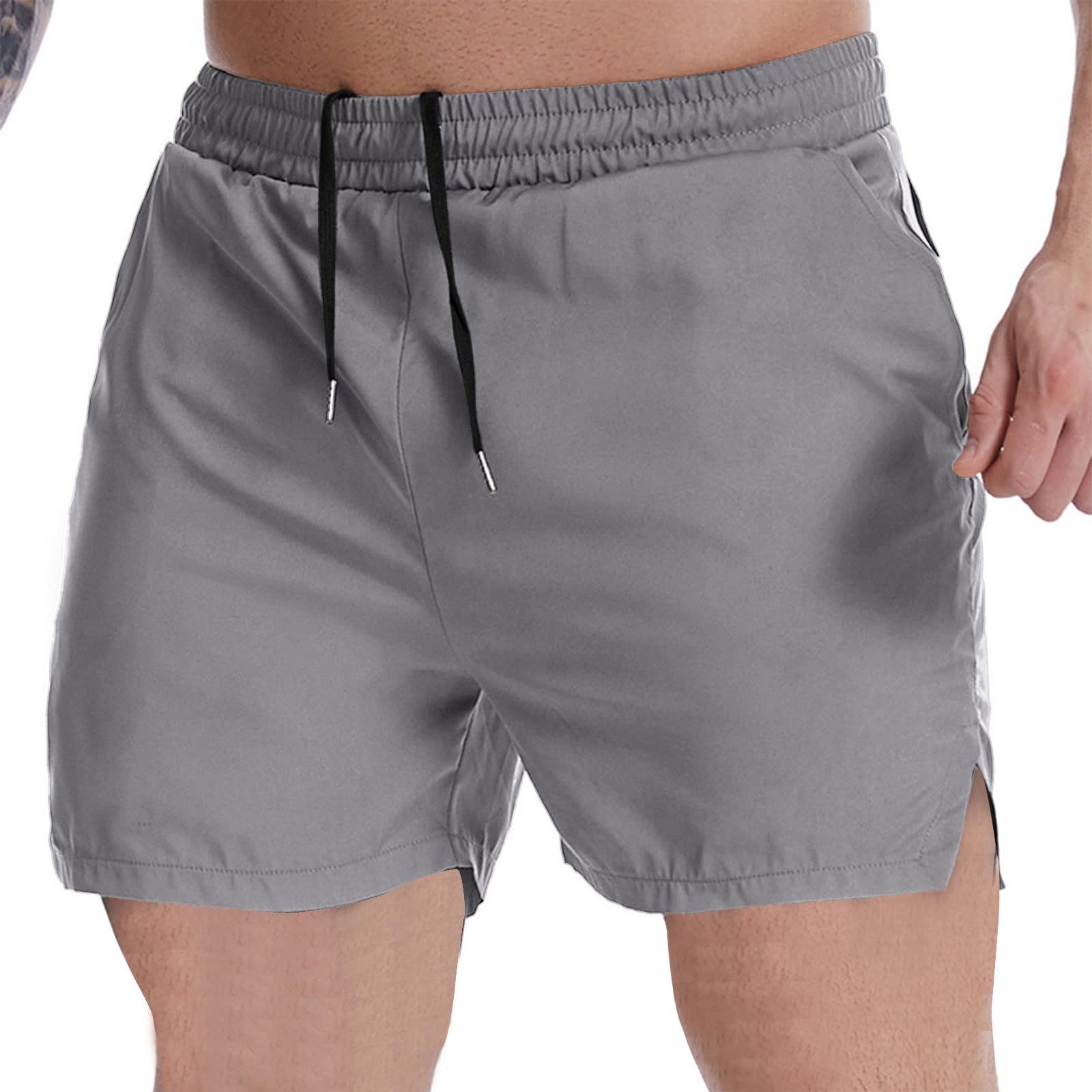 NATHGAM Mens Athletic Running Shorts with Pockets Elastic Waistband Lightweight Summer Workout Gym Training Sports Shorts