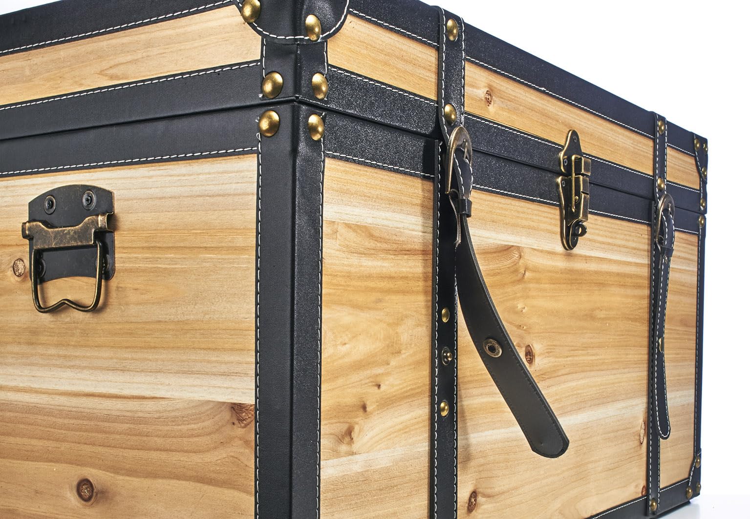 Kobolo Truhe Holztruhe FLORENCE mit Metalldetails und 70x35x38 cm