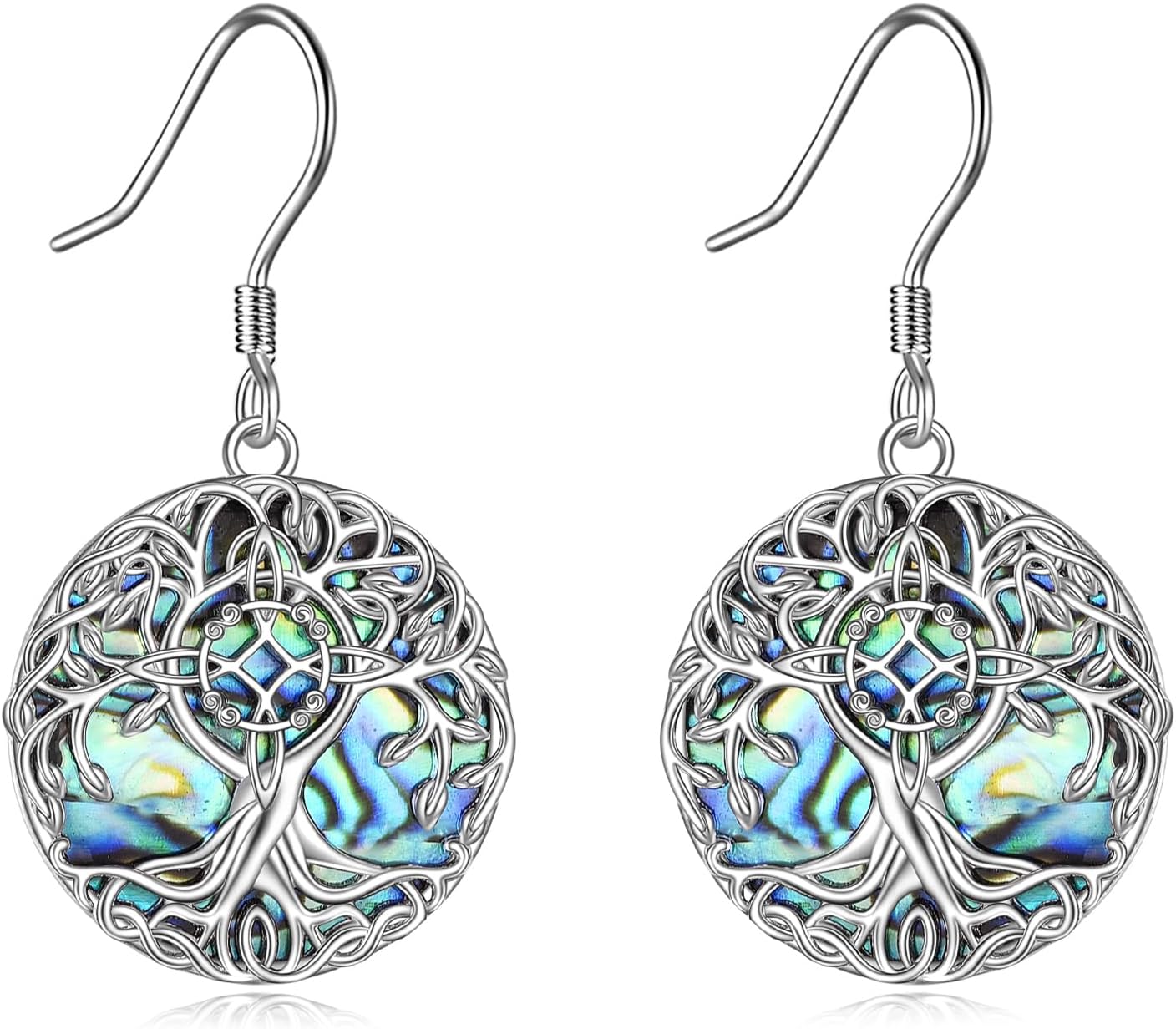 YFN Tree of Life Earrings Sterling Silver Tree Life Eardrop with Abalone Shell Dangle Drop Earrings Jewelry Gifts for Women