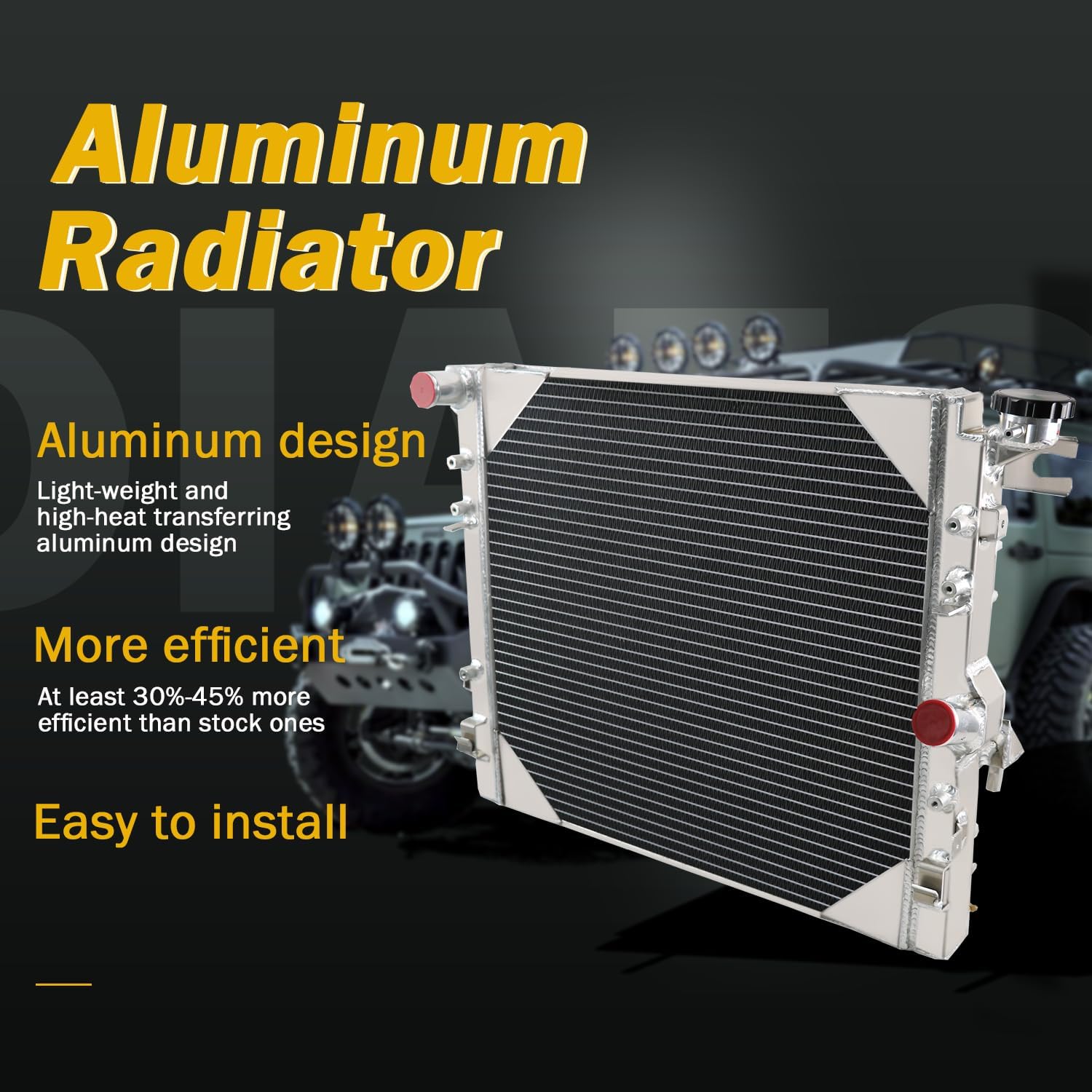 Radiator-Neninkiy All Aluminum Radiator 1 row Radiator Compatible with 2007-2017 Jeep Wrangler 3.6L 3.8L V6 Engine, 2018 Jeep Wrangler JK 3.6L V6 Engine Automotive Cooling Radiator