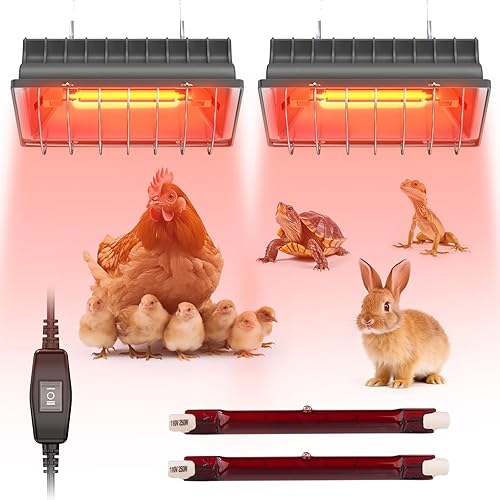 Miniatura 8 de Chtoocy Calentador de gallinero de 250 W, lámpara de calentador para pollitos de 9.84 pies, cable de calefacción al aire libre, luz colgante de casa