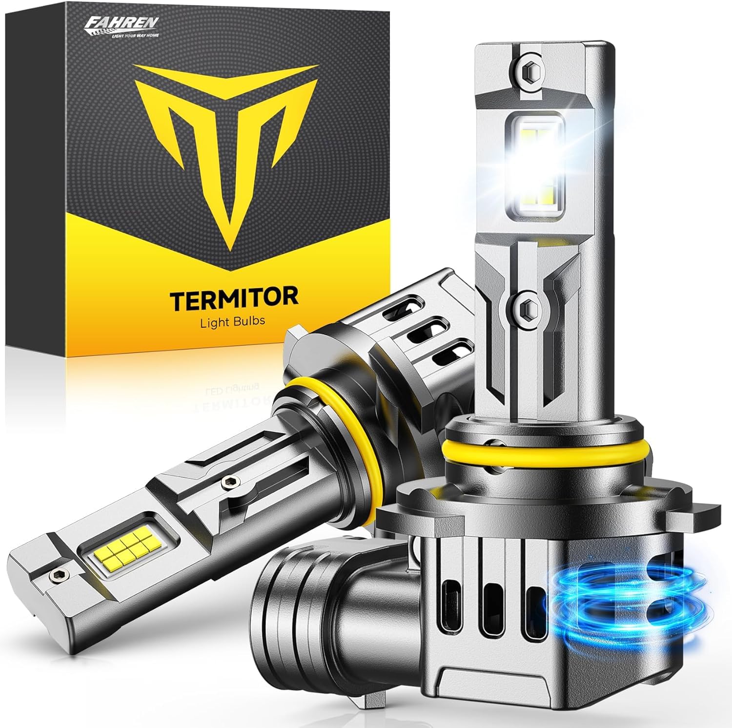 Termitor 9006 HB4 Fog Light Bulb, 𝟗𝟎,𝟎𝟎𝟎𝐋𝐌 Ultra Bright, 6500K Cool White, High-Focus LED, Safe Night Driving, Low Noise, Advanced Cooling, 90000Hrs Lifespan, Plug &amp; Play, Error-Free, Pack of 2
