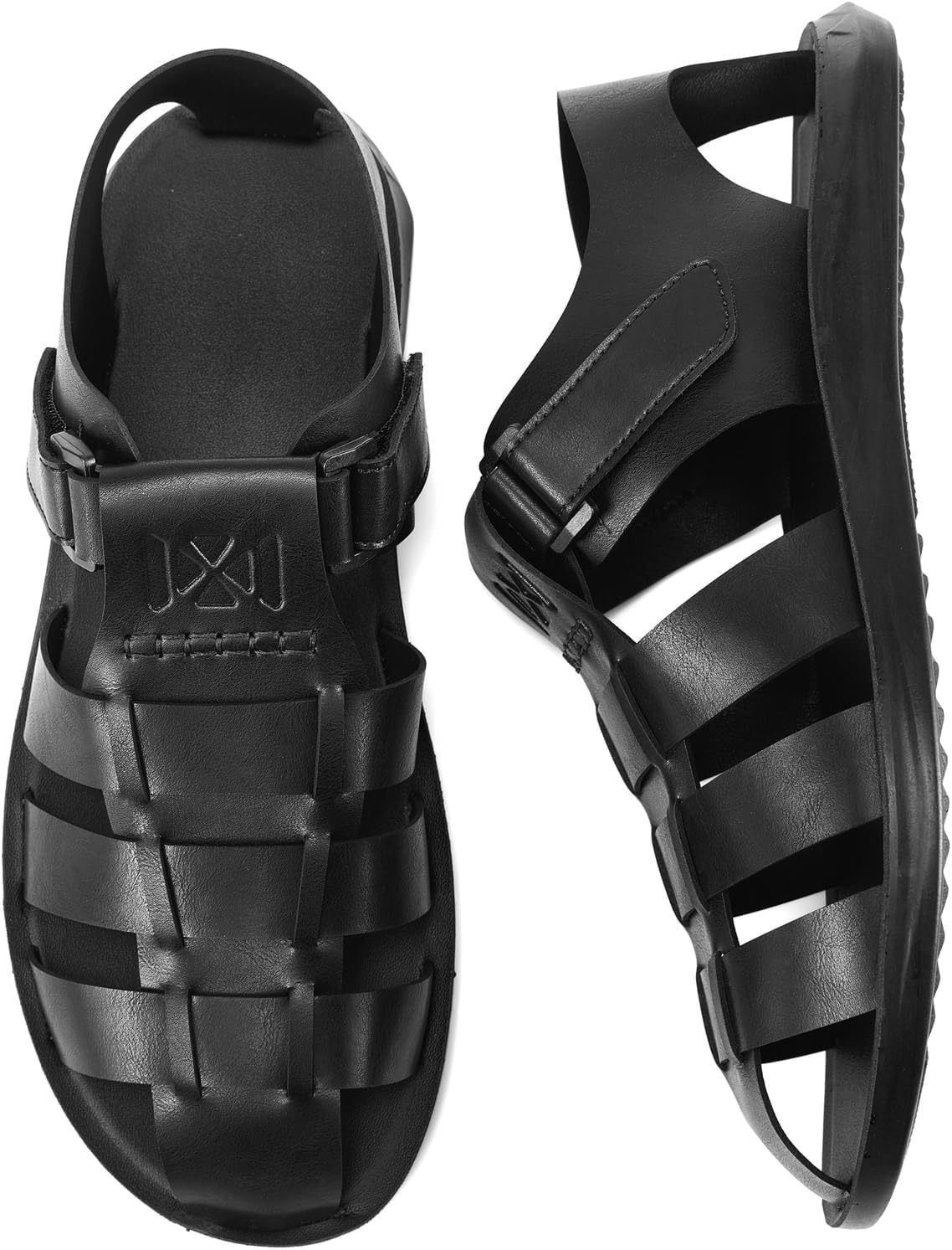 Moodeng Men's Leather Sandals Wide Toe Box Sport Sandals Lightweight Slip-on Slippers for Casual Outdoor Summer Walking​