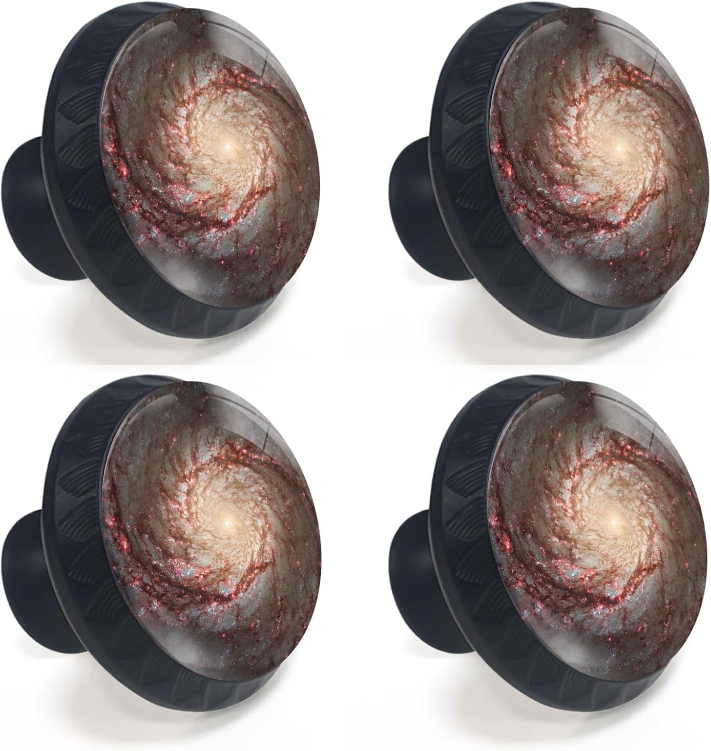 4 Pack Universe Galaxy Cabinet Knobs Round Drawer Pulls Black Dresser Knob Cupboard Door Handles Hardware for Kitchen Bathroom Cabinets