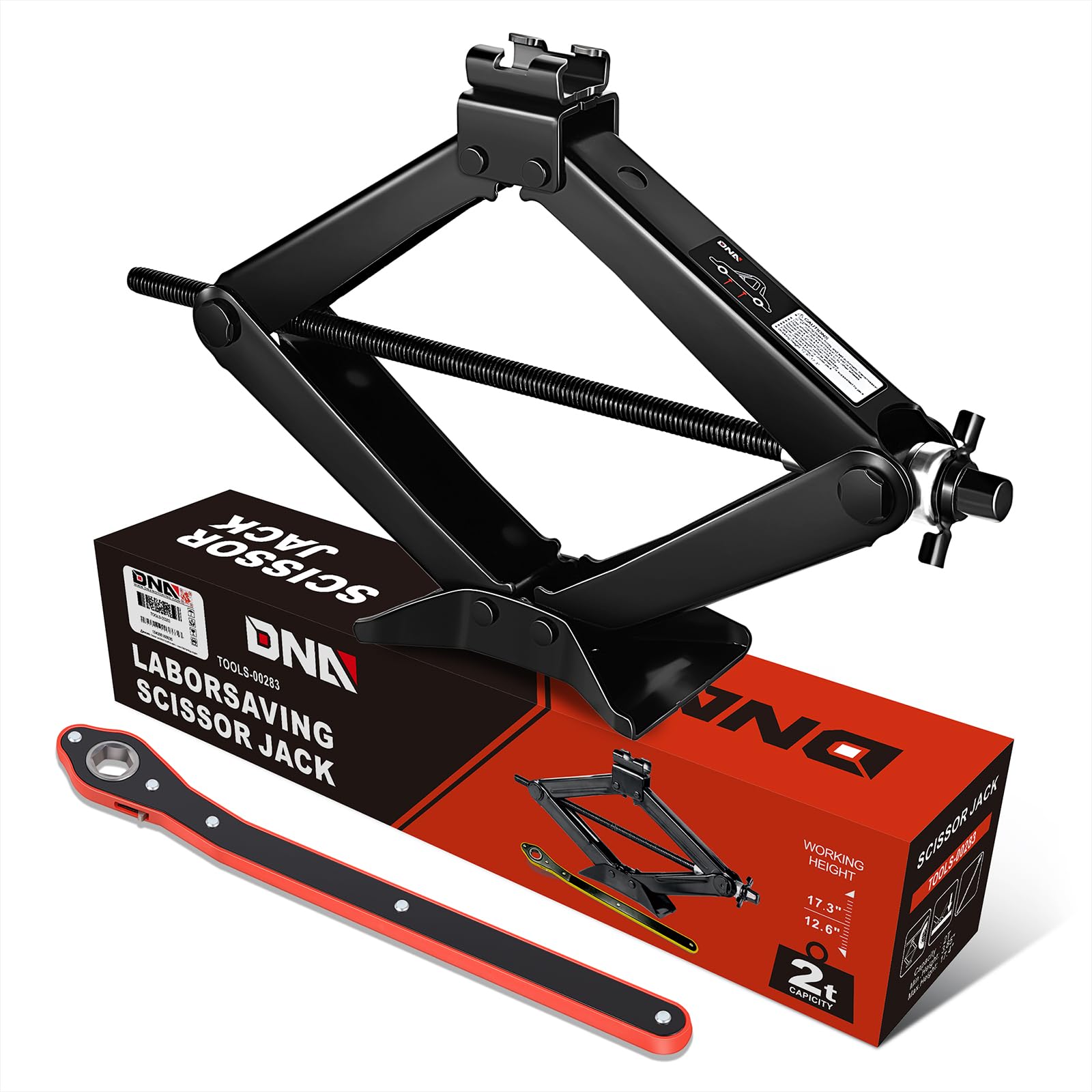 DNA MOTORING 2 Tons(4,409 lbs) Scissor Lift Jack with Labor-Saving Ratchet Wrench for Most Cars,3.85'' - 17.4'' Lifting Range,TOOLS-00283-image-16