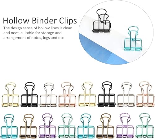 Miniatura 13 de 16 clips plegables de alambre de hierro, abrazaderas de papel estacionario, clips de metal huecos, clip de esqueleto de agarre fuerte