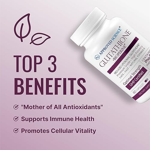 Miniatura 3 de Approved Science Glutatión - Glutatión 500 mg - Complejo de fosfolípidos, vitamina C, bioperina - Antioxidante superior para ayudar a neutralizar