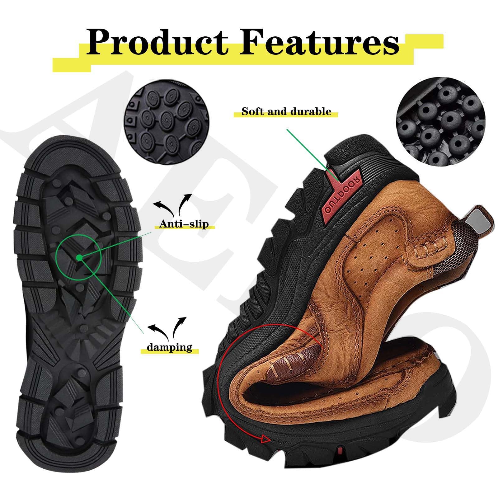 Chaussures De Marche Homme Imperméables AEHO - Coupe Large, Semelle Antidérapante, Pour Randonnée Et Quotidien - 4