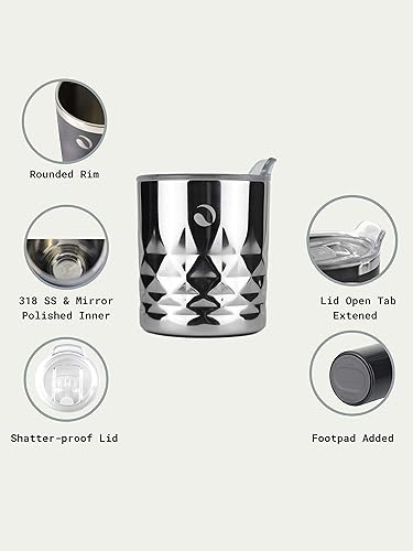 Miniatura 4 de Drinco - Vaso de acero inoxidable de 10 onzas, vaso aislado al vacío, vaso de whisky, vidrio de rocas, GULT (vaso de whisky de 10 onzas, diamante)