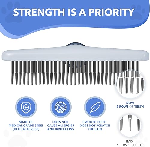 Miniatura 4 de Rastrillo para la capa superior del pelaje de perros, desenredante y anti-enredos - Cepillo peine para perros, gatos, pelo enmarañado, pelo corto o