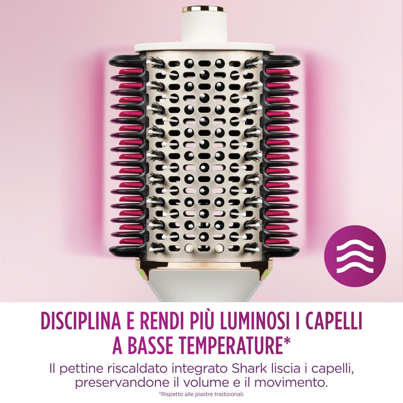 Shark SmoothStyle, Spazzola e pettine riscaldati, modalità wet & dry, spazzola ad aria calda 3 temperature, per tutti i tipi di capelli, seta HT202EU