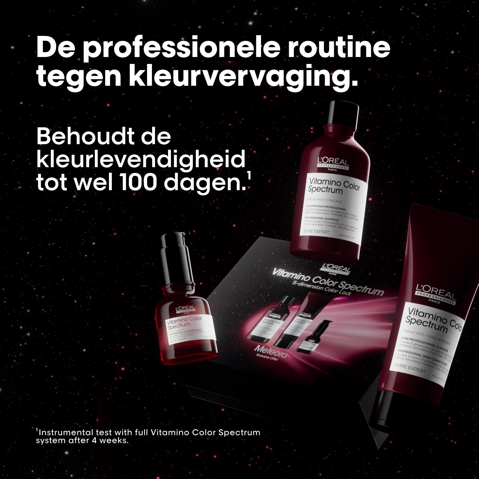L'Oréal Professionnel Trio do pielęgnacji szamponu, maski do włosów i serum Leave-In, zestaw prezentowy Meteora, z kwasem ferulacyjnym i cytrynowym do włosów farbowanych, seria Expert, Vitamino Color