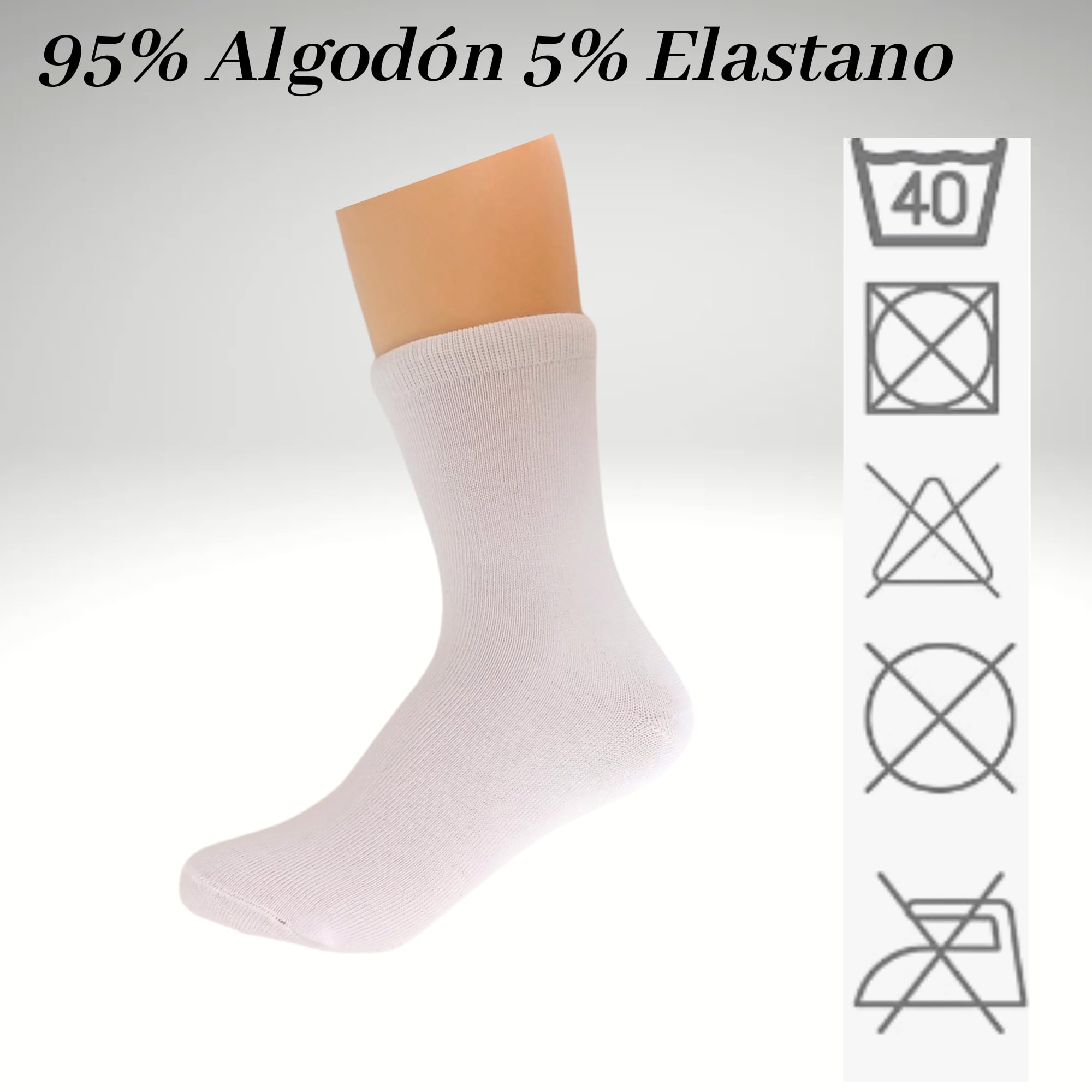 (6 pares) calceltines escolares para niña-niño blancos de algodon uso colegio, deportes, casual unisex, calcetin para uniforme escolar semialtos, medias (FR/ES, Números, 12, Regular, BLANCO 29-32)