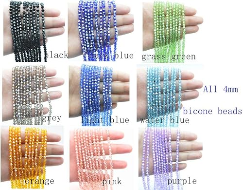 Miniatura 2 de Cuentas de cristal bicono de 0.157 pulgadas (0.157 in) Briolette Rondelle para hacer joyas, cuentas espaciadoras facetadas de 15 colores surtidos