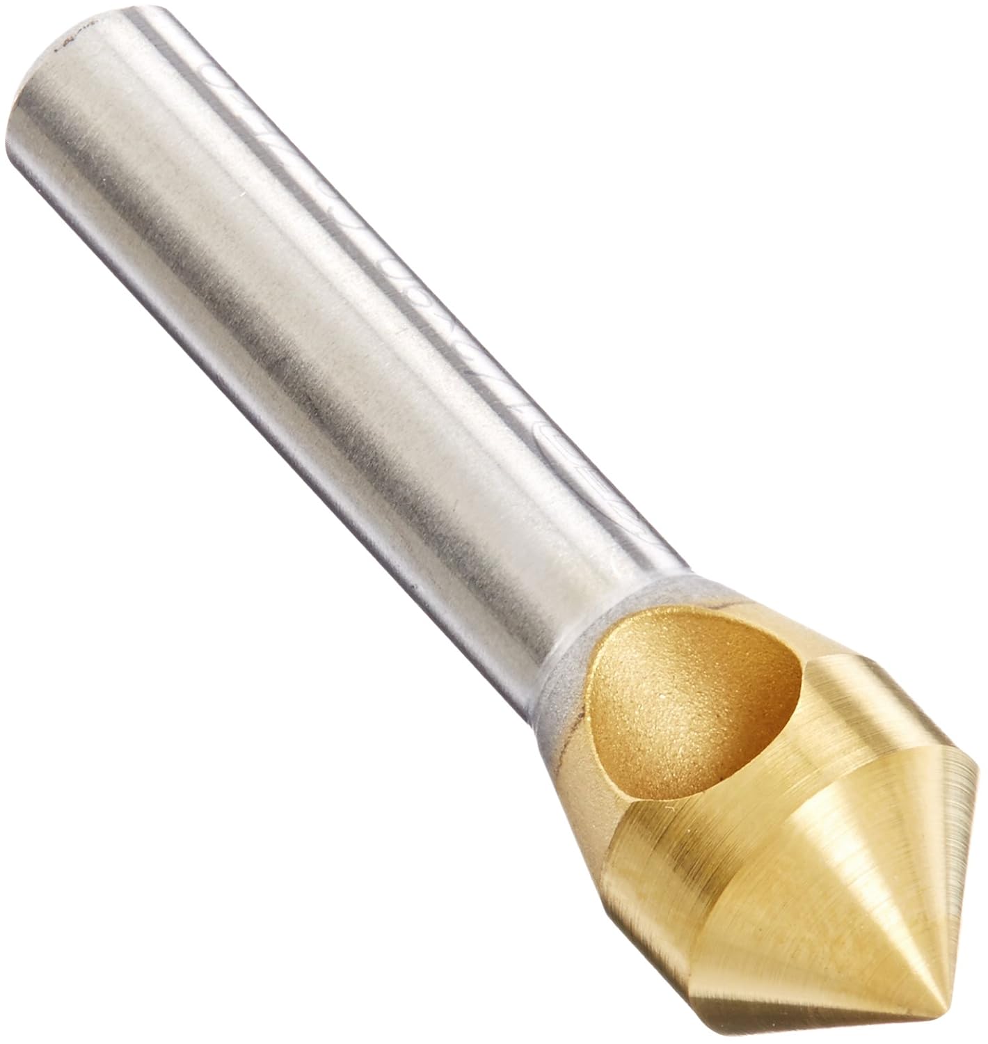 KEO 53521 Cobalt Steel Single-End Countersink, TiN Coated, 90 Degree Point Angle, Round Shank, 1/4 Shank Diameter, 3/8 Body Diameter