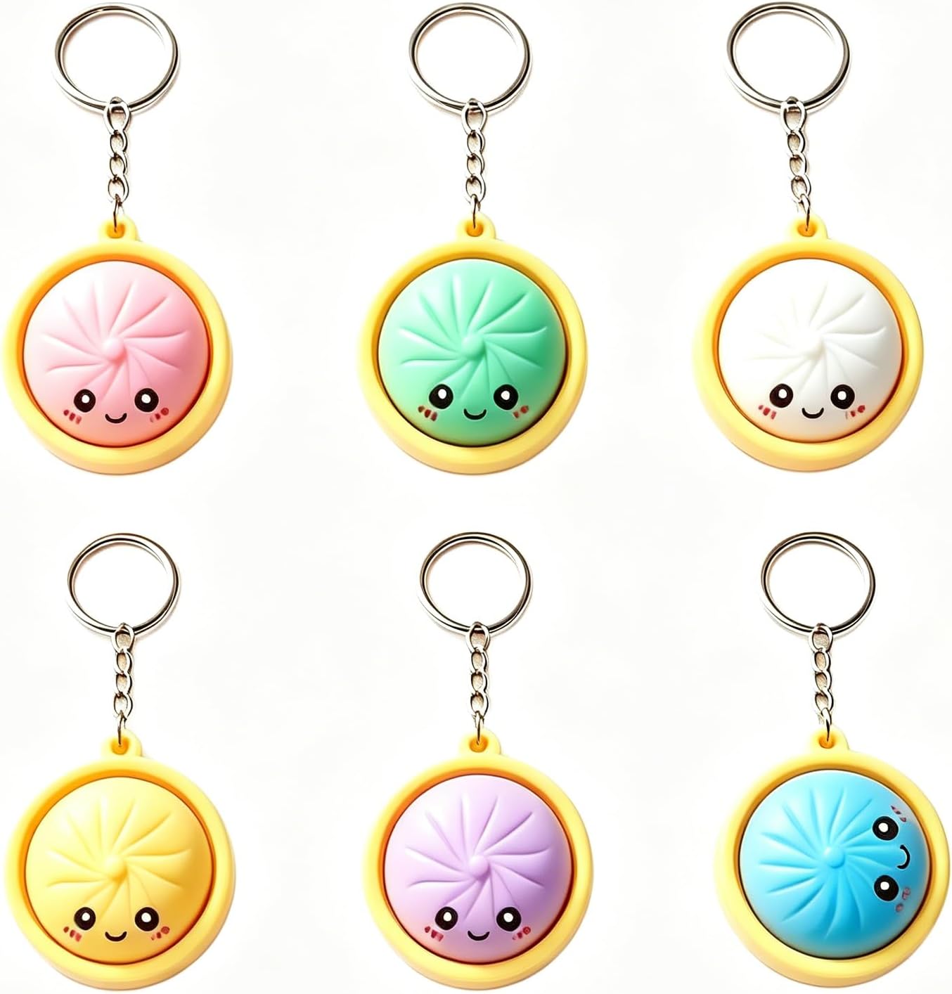 Cute Click Fidget Keychain Toy - Mini Pop Stress Relief Sensory Keyring, Portable Durable Plastic Charm for Keys, Backpacks & Bags, Anxiety Focus Gift for Women, Men & Adults