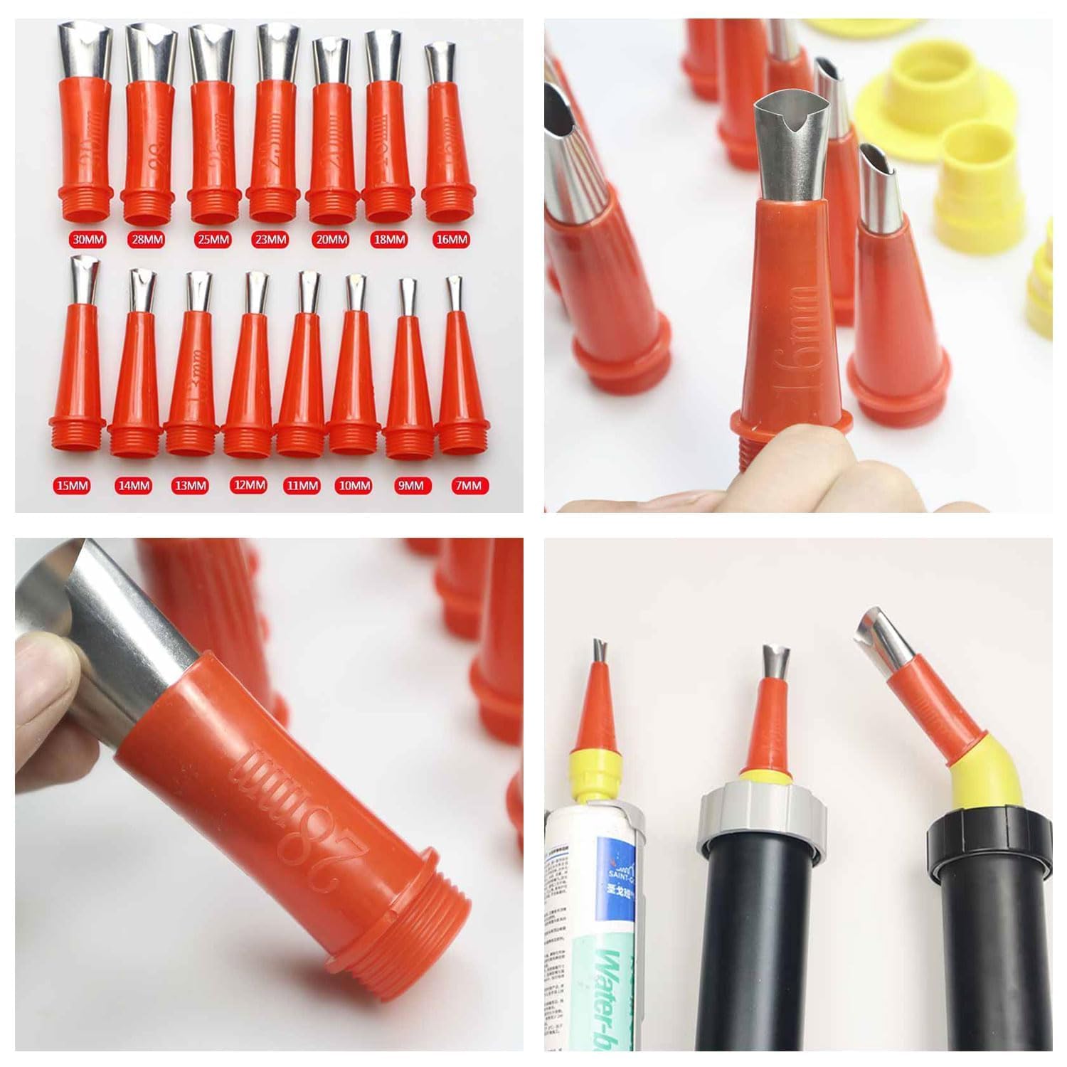 31 Pezzi Ugelli per Calafataggio in Silicone, Kit Beccucci per Cartuccia Silicone