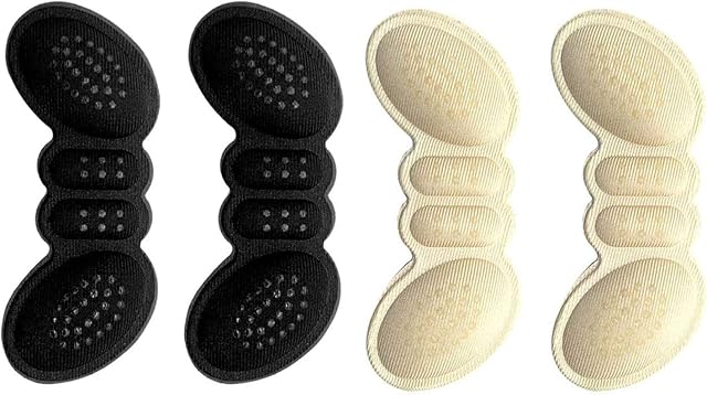 BOBOZHONG 4PCS Heel sticker,2 Pair Beige Heel Cushions for Shoes Black Heel Sticker Shoes Too Big Set Thin Gel Heel Pads for Women and Men