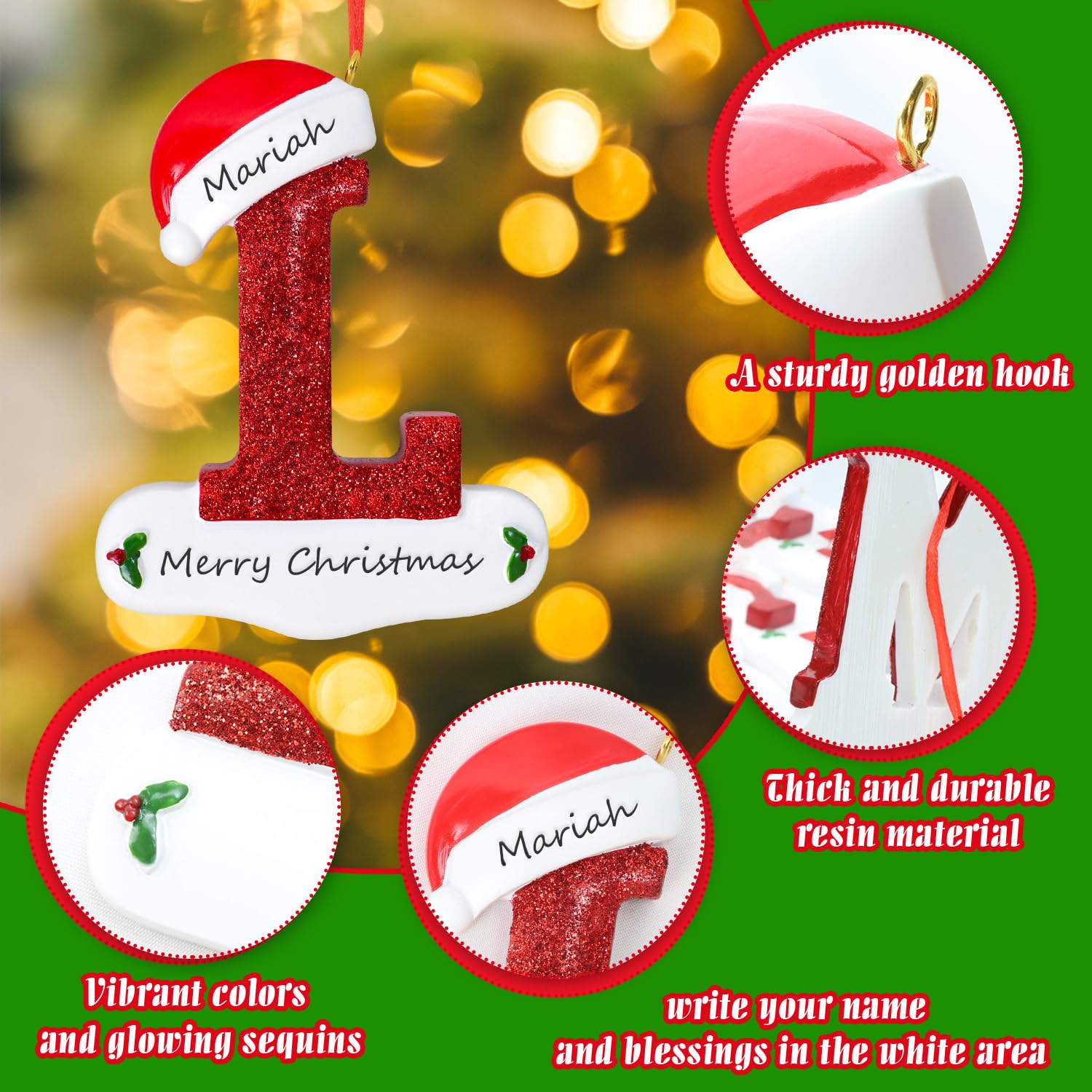 TOPWAYS 26 Letter Christmas Tree Hanging Pendant, Christmas tree decorations, Personalized DIY Christmas Ornaments - Image 4