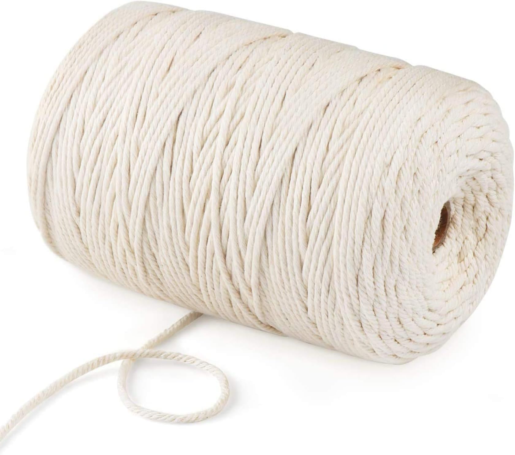 50m 4mm Natural Macrame Cord - Versatile Cotton Dori for Stunning Wall Hanging, Plant Craft, and Handmade Hangers - Ideal White Thread Rope for Creative DIY Projects, Ivory