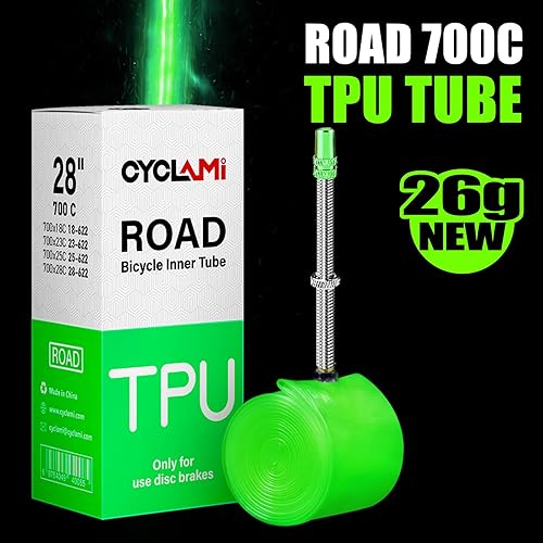 Miniatura 2 de Paquete de 2 tubos interiores de TPU CYCLAMI 700C x 18-28C con válvulas Presta de metal de 1.772 in2.362 in3.150 in (incluye 4 piezas de kit de