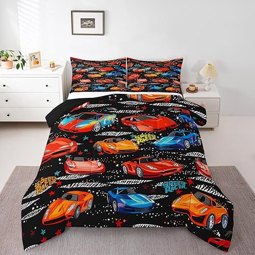 Juego de edredón de auto de carreras para adolescentes, juego de ropa de cama de coche deportivo de velocidad, tamaño individual, edredón acolchado disponible en Yaxa Guatemala