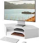 FENGE Computer Monitor Stand 18.2 inch 2 Tiers Laptop Riser with Storage Shelf,Desk Organization for Home Office Supplies,Brown