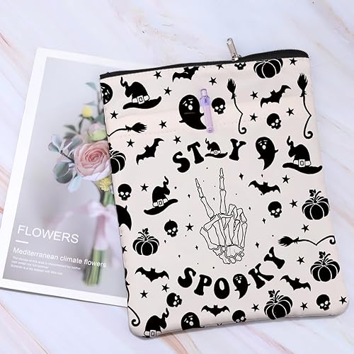 Miniatura 3 de KUIYAI StSpookyBS) - Funda para libro de temporada espeluznante, regalo de fiesta de Halloween, esqueleto de terror, murciélago, calabaza, bolsa con