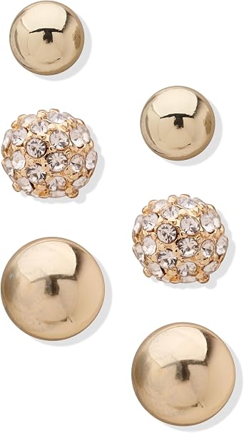 Anne Klein Women's Stud Earrings Multipack, Layered Statement Fashion Jewelry for Everyday and Evening Wear