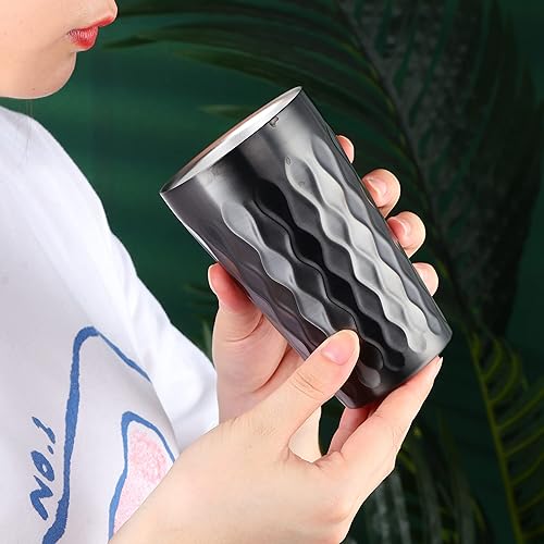 Miniatura 2 de QOBIMOON Vaso de acero inoxidable, juego de 2 vasos de 12 onzas  11.8 fl oz, apilables de acero inoxidable, vasos aislados de acero inoxidable, vaso
