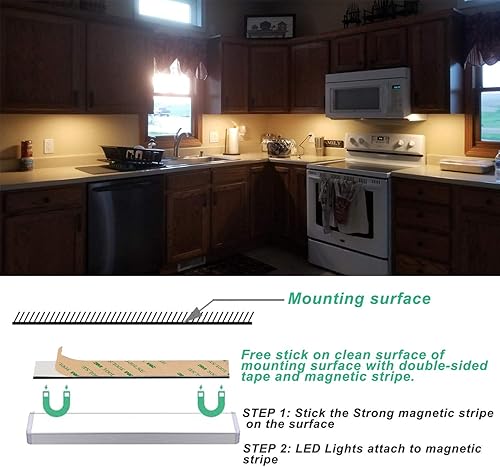 Vista 27 de LDOPTO Luces para debajo del gabinete, inalámbricas con control remoto, regulables, funciona con pilas, luces LED para armario, iluminación