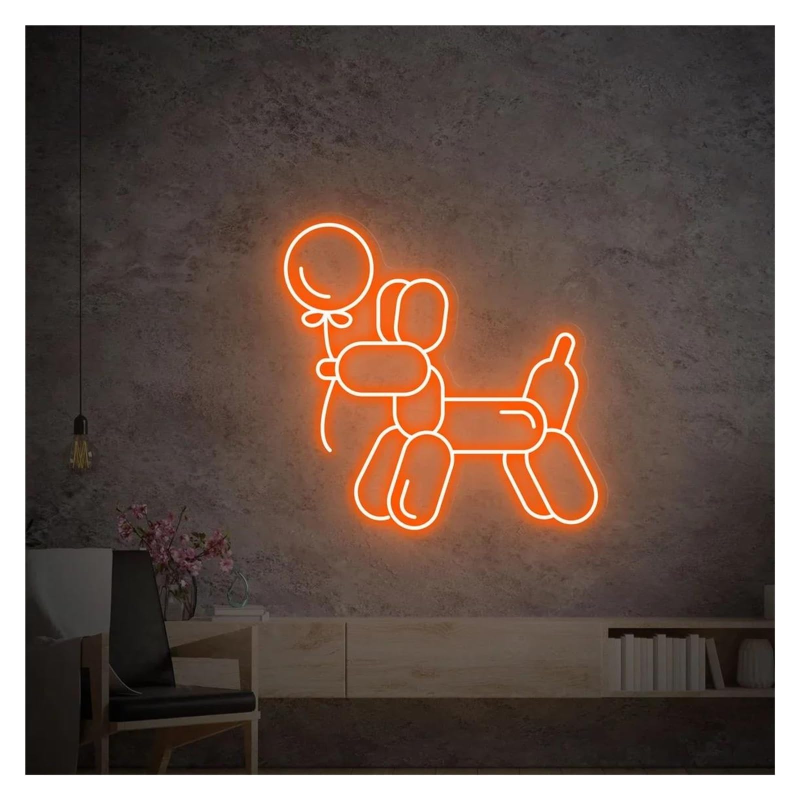 Lemst B Signs Lamp Alloon Dog Neon Signs Us Powered Adjustable Rightness Dog Alloon Neon Lights, Signboard Suitable For Wall Decor 35Cmx35cm(B)