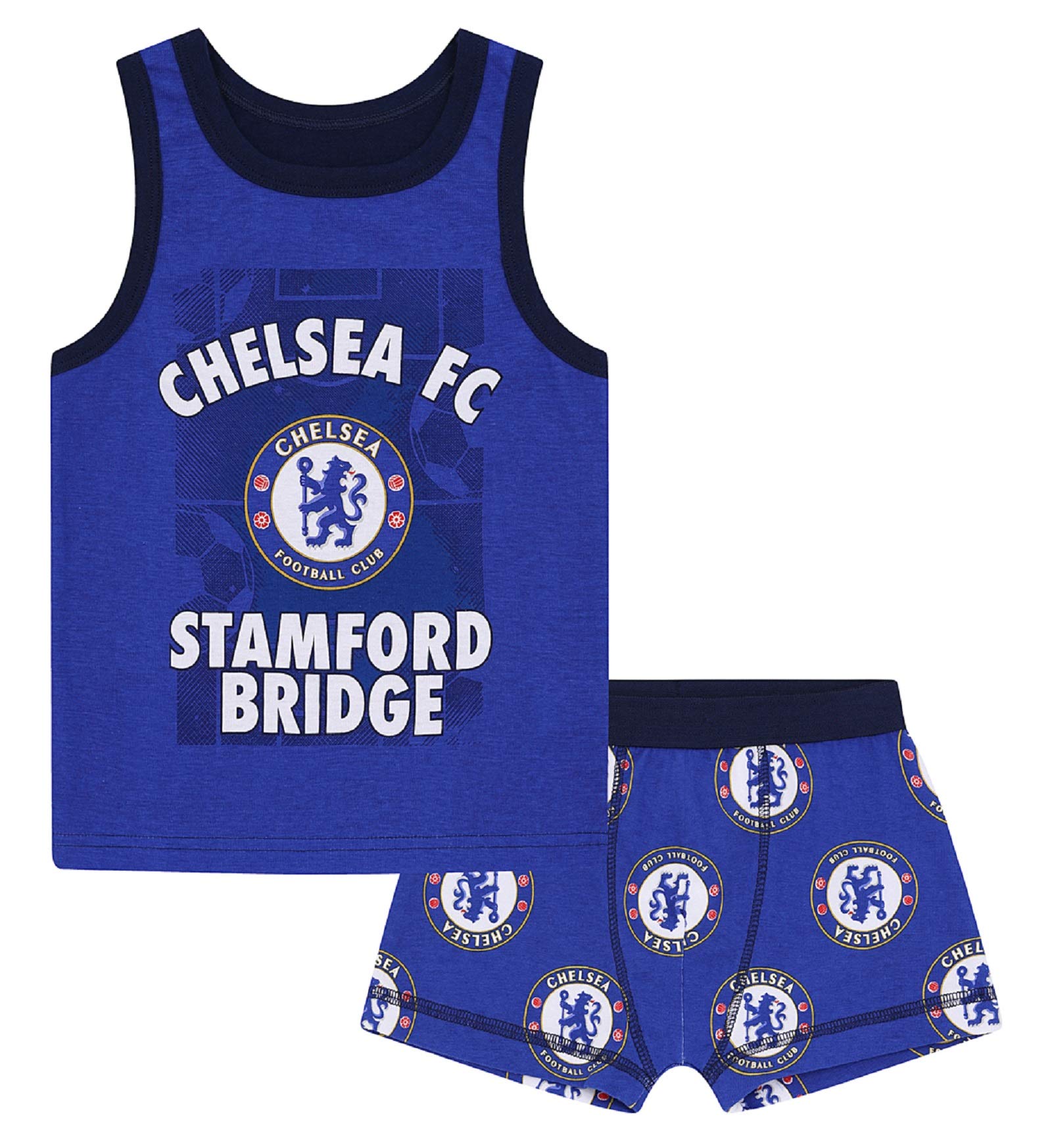 Chelsea FC Boys Boxer Shorts & Vest Set - Blue - 10-11 Years