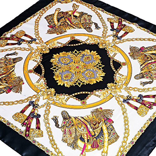 Women's Neckerchief Large Square Scarf Headdress (Black-13543)3