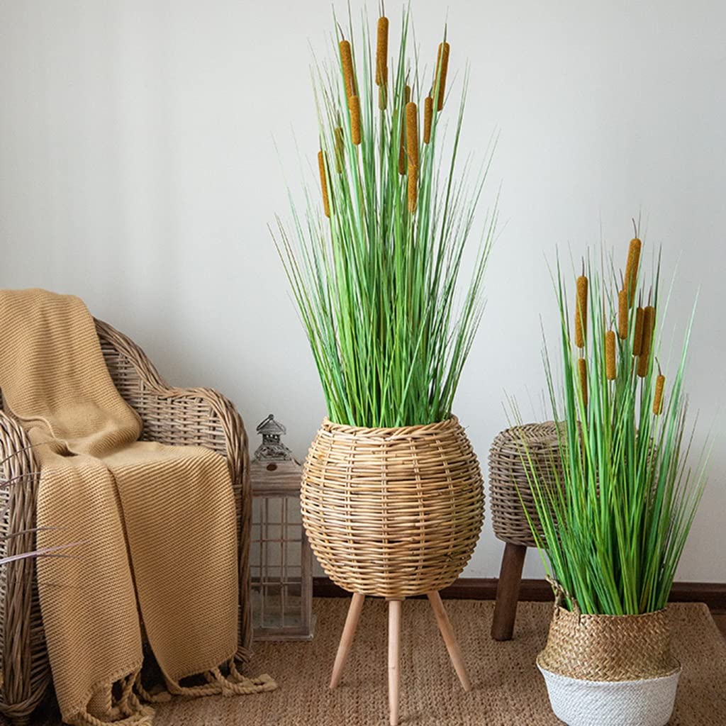 Verde Ornamenti Plants Plants Cattail, Piante Verdi Artificiali, Piante Fake in Vaso for L'Ufficio for Ufficio Agriturismo Senza Manutenzione (Color : 130cm/51.1in)