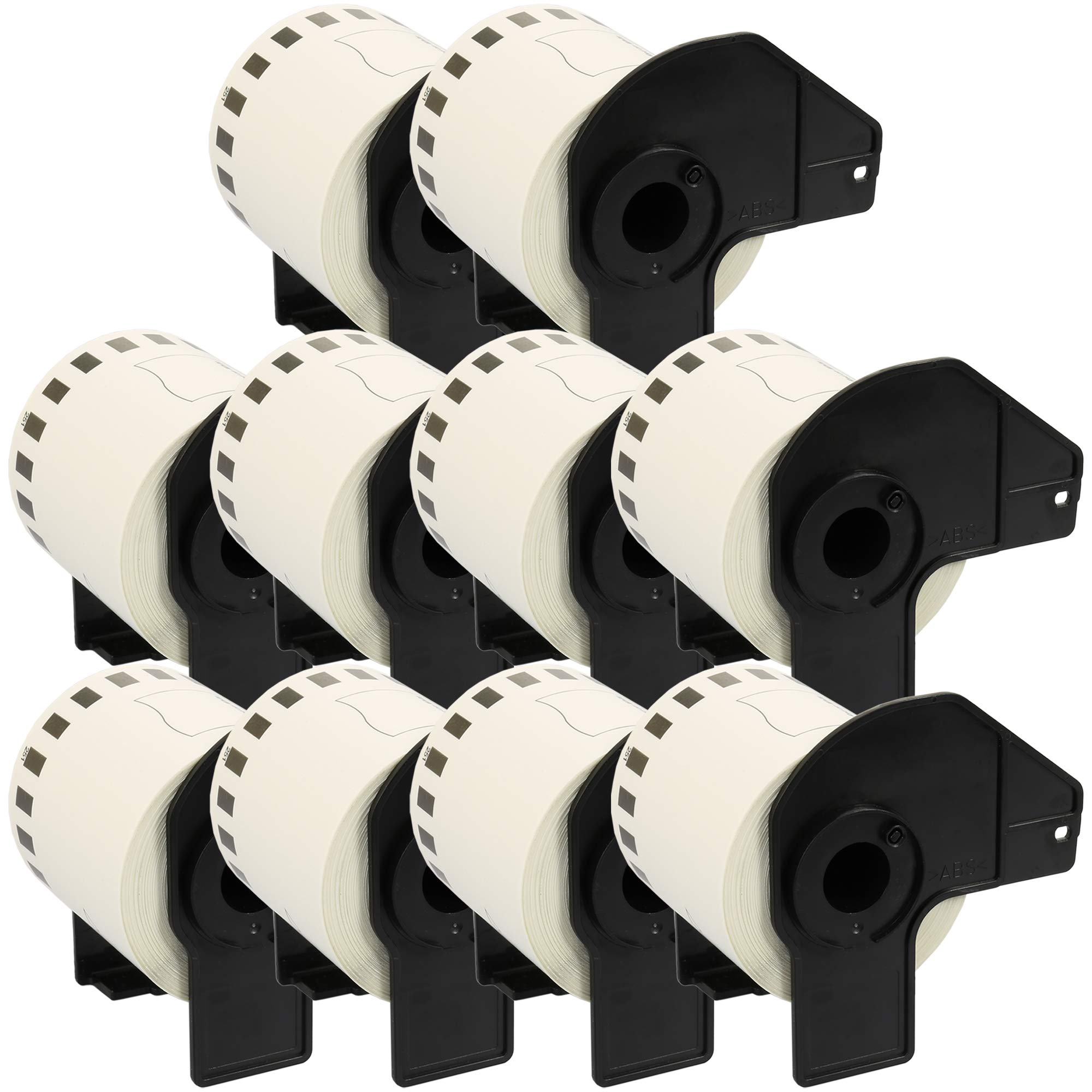 10 Compatibles DK-22251 Rouge et noir sur blanc 62mm x 15.24m Étiquettes continues pour Brother P-Touch QL-800 QL-810W QL-820NWB