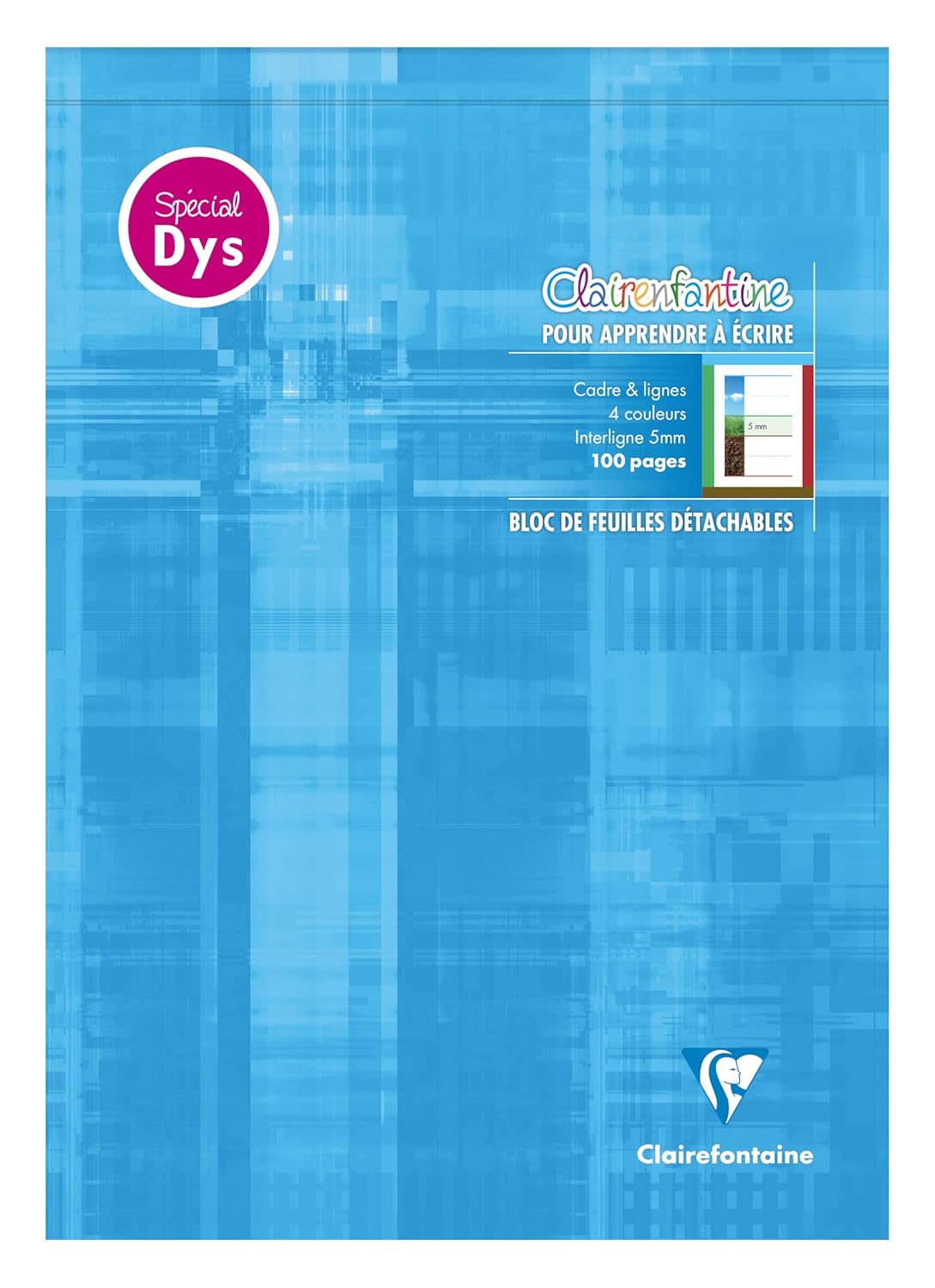 Clairefontaine 6148C Blue C Writing Pad Glued to the Header A4 21x29,7cm - 100 Pages. 4 Colour Ruler Special Dys Line Spacing 5mm - White Paper 90 g Card Cover      Office Product – May 27, 2025