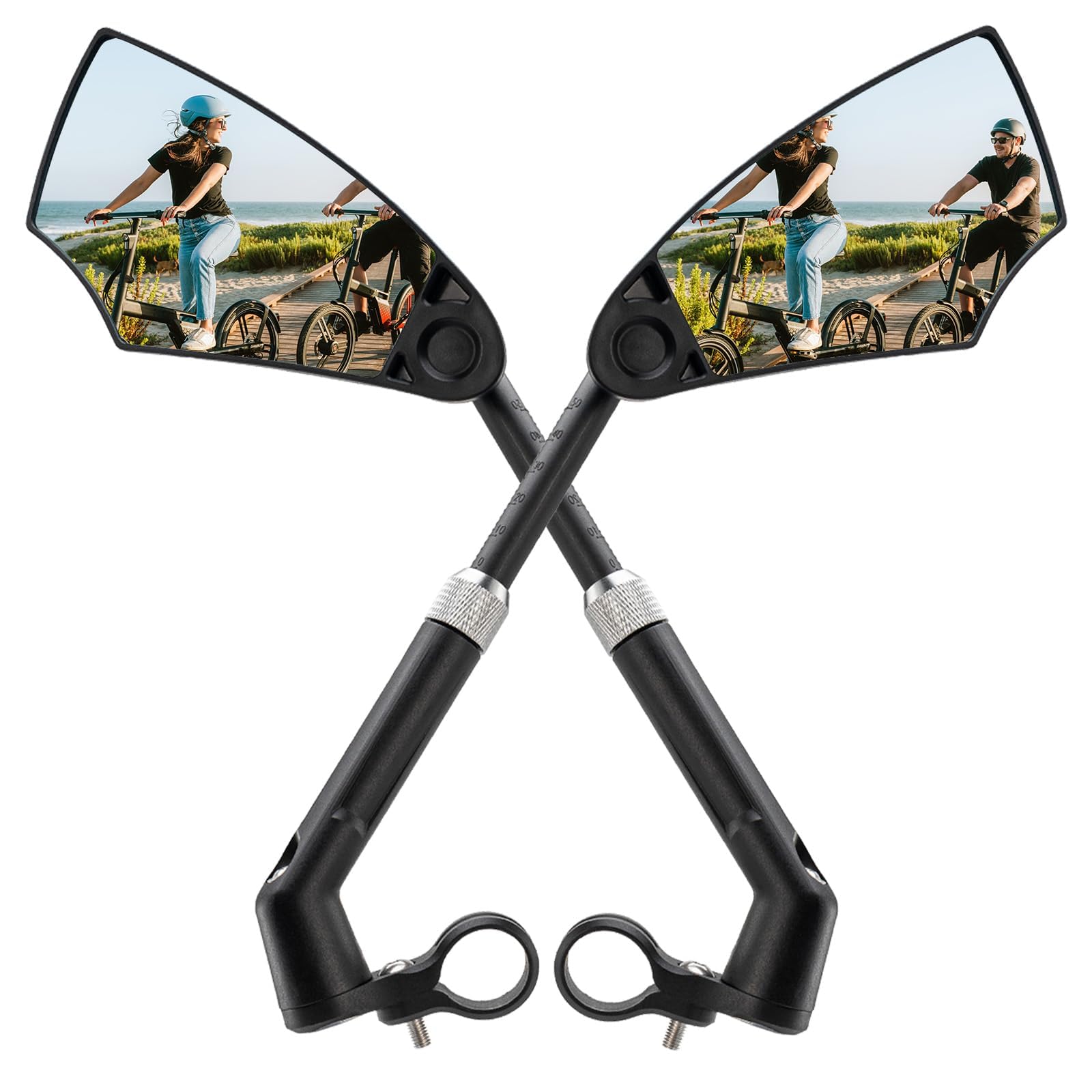 ROCKBROS Rétroviseur HD de Vélo Anti-Éblouissement Miroir Diamètre Guidon 20-23mm Rotatif 360° Extensible Résistant Choc Empêche Éclats de Verre Voler Scooter Trotinette Électrique Gauche/Droite Noir