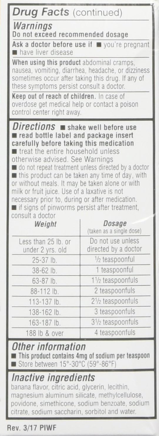 Reeses Pinworm Medicine Liquid For Entire Family, Full Prescription Strength, 2 Oz: Health & Personal Care