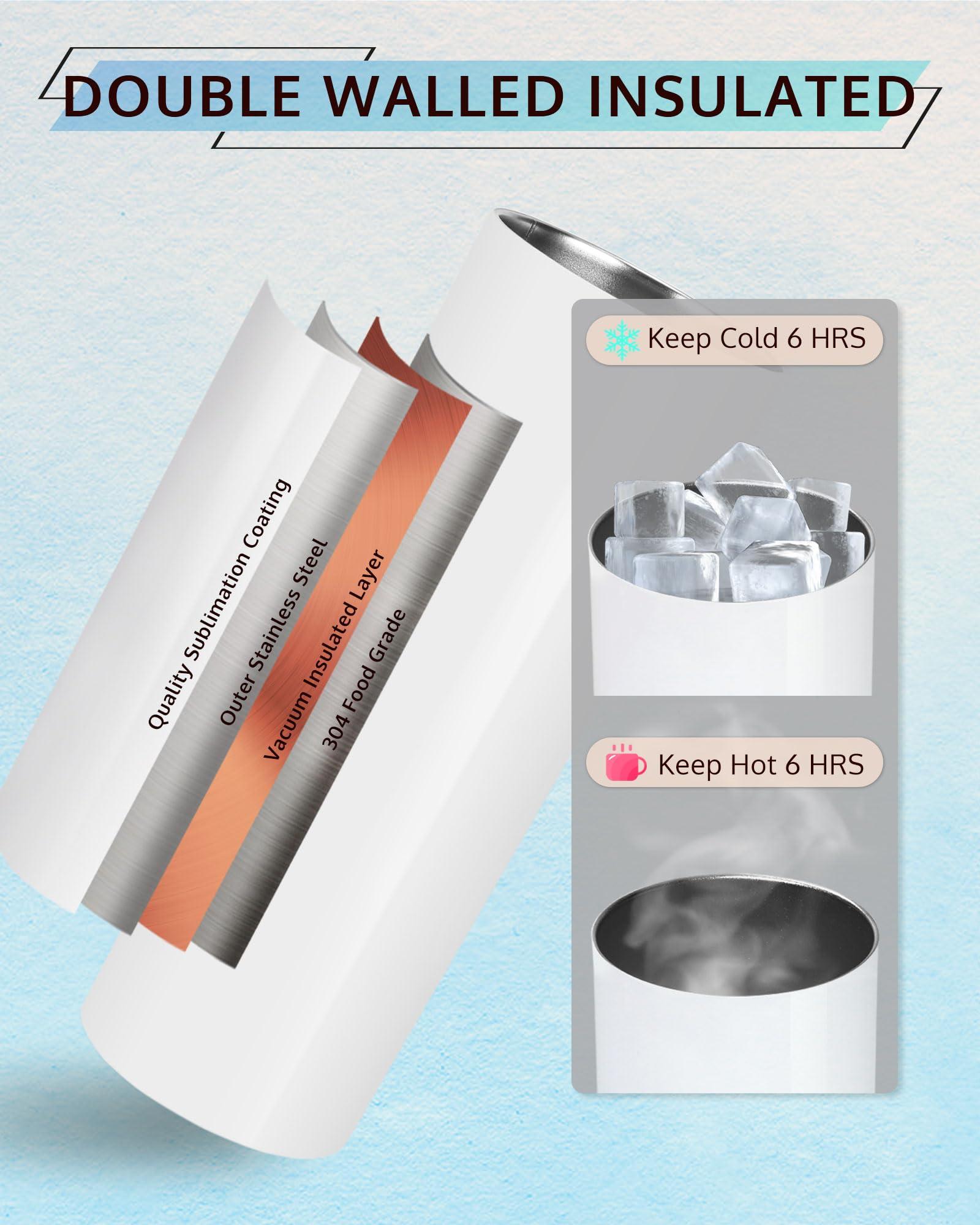 OFFNOVA Sublimations-Trinkflaschen-Rohlinge, 590 ml, Sublimationsbecher, Edelstahl, Sport-Wasserflaschen für Becher, Heißpresse, Sublimationsdruck