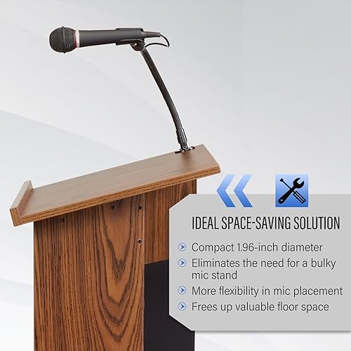 Miniatura 5 de Soportes de brida de podio de micrófono con almohadilla, soportes de mesa de cuello de cisne para micrófono con roscas hembra 58-27 macho 38-16 y