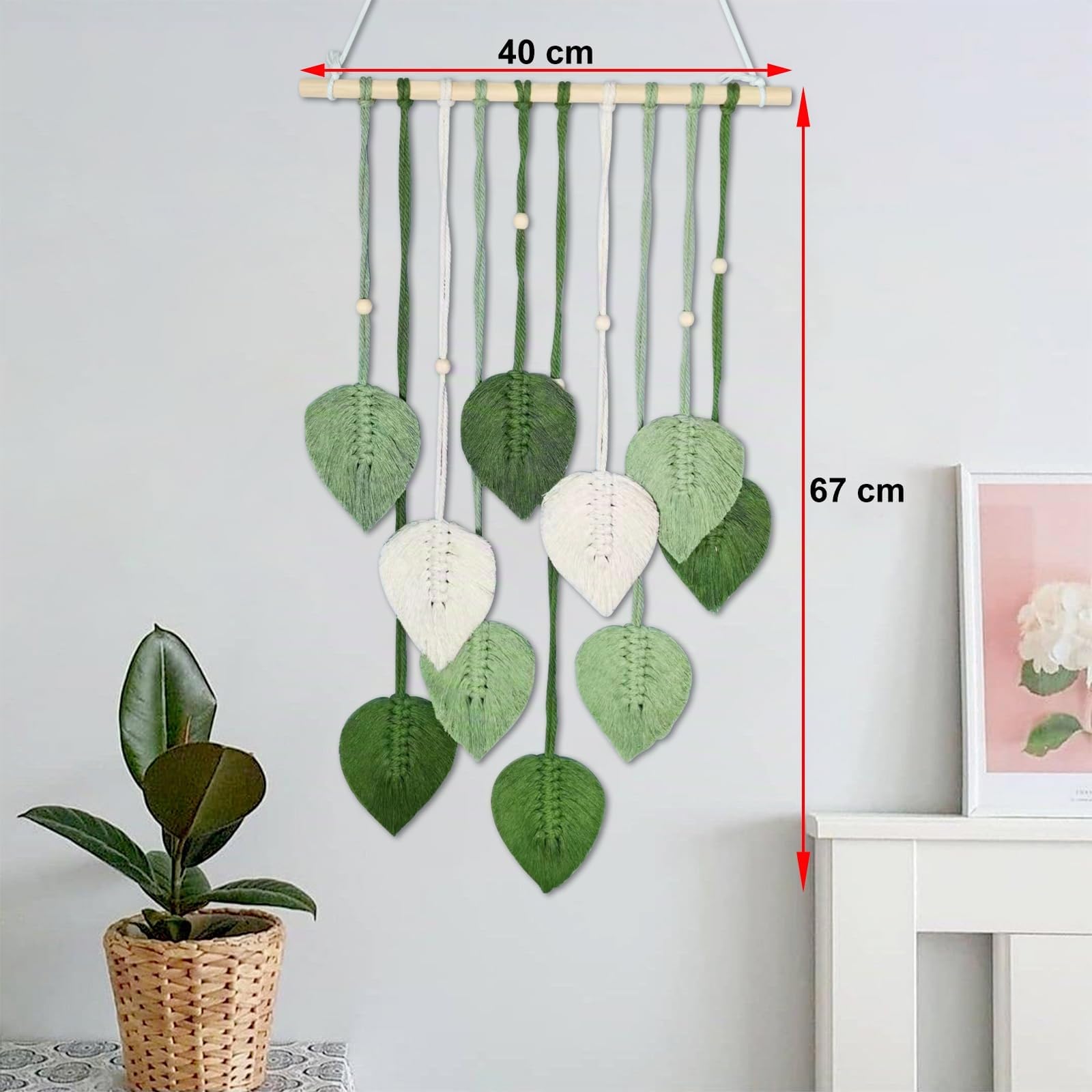 YATOSEEN Hojas para Tapiz Macrame de Pared, Decoración de Pared Bohemia, Tapiz de Macramé, Hoja de Macramé Hecha a Mano con Gancho para Dormitorio, Sala de Estar, Guardería, Restaurante