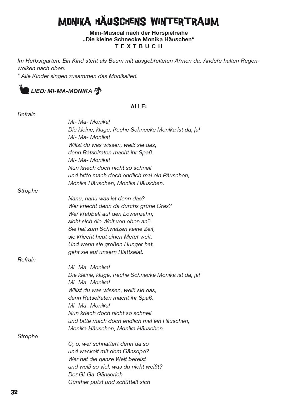 Die Kleine Schnecke Monika Hauschen: Monikas Gartenparty (Auffuhrungsmaterial fur Kindergarten und Grundschulen (Book & CD)): Noten, Songbook, CD für ... für Kindergärten und Grundschulen