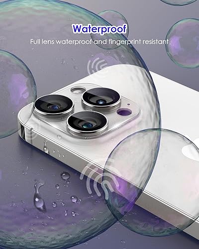 Miniatura 14 de Protector de lente de cámara compatible con iPhone 15 Pro/iPhone 15 Pro Max [metal de cobertura completa] Pantalla de vidrio templado 9H, cubierta