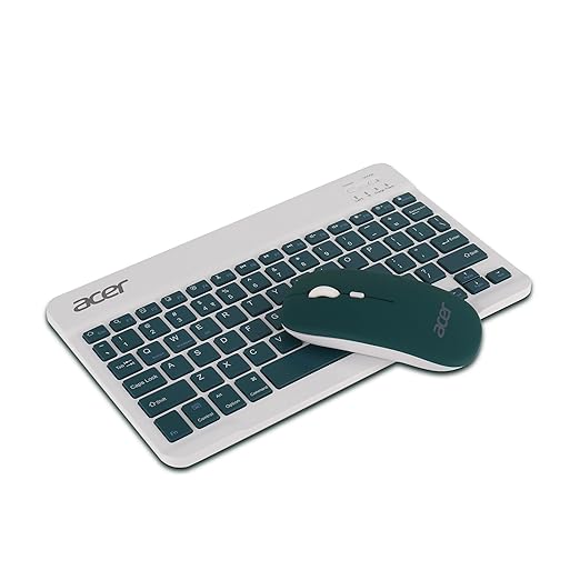 Acer Nano Pad Rechargeable Bluetooth Keyboard & Mouse Combo, 3 DPI Upto 1200 DPI, 78 Keys Anti Slip Back, Ultra Thin Design for Tablet, Laptop, Mobile, 10m Working Distance, Scissor Footed (Green)