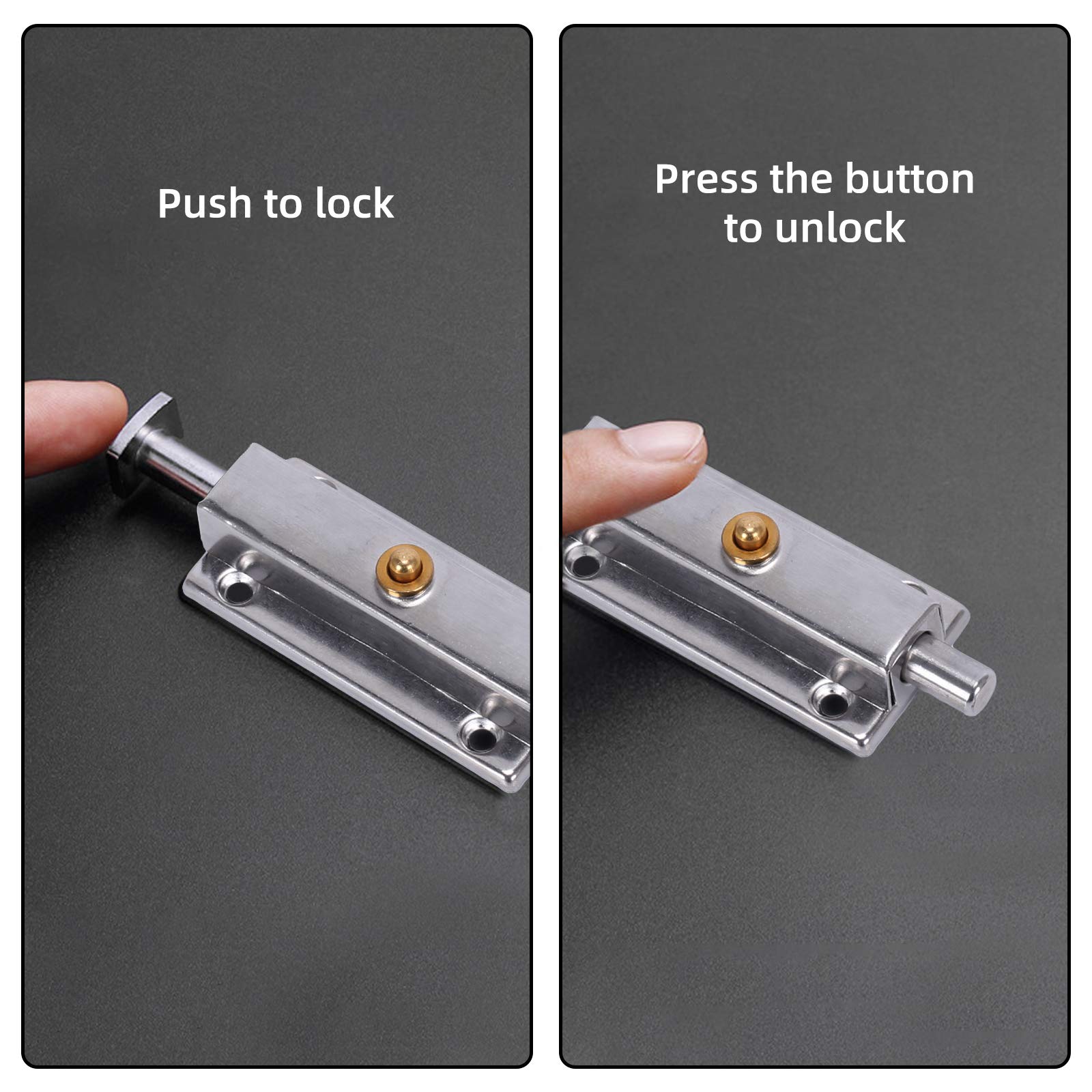 4 Bulloni Serratura Porta Acciaio Inox | Chiavistello Scorrevole 5 Pollici Per Recinzioni - Foto 2