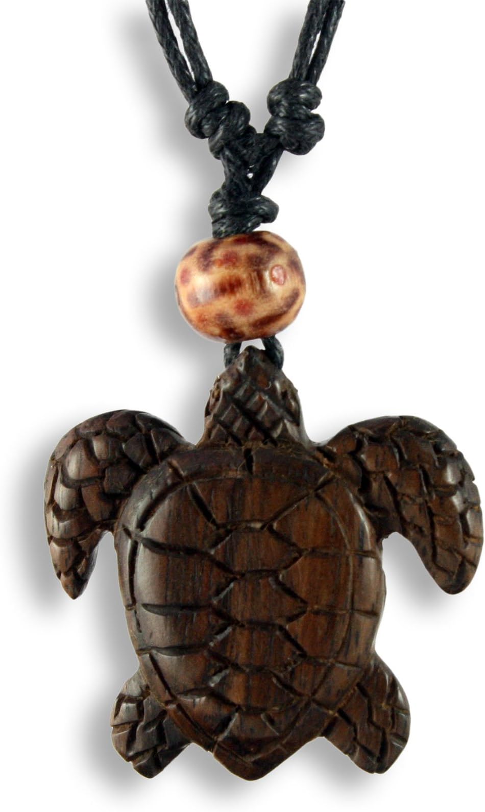 Island Piercings N253 Necklace with Handmade Wooden Turtle Pendant, Adjustable Length