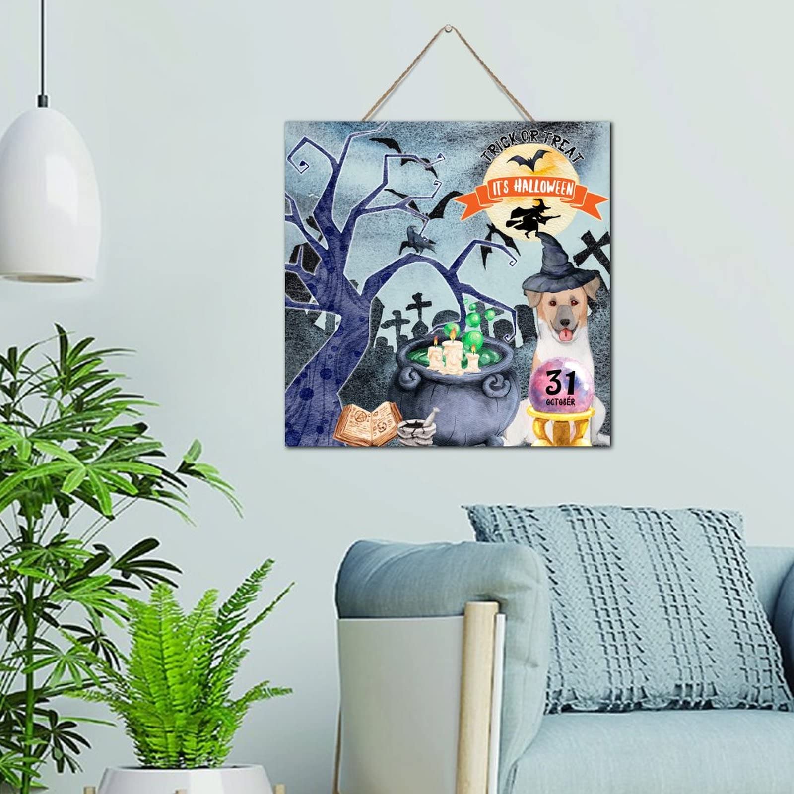 Chauve-souris Trick or Treat plaque bois Halloween design cuisine